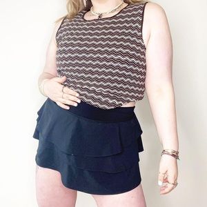 adorable zig zag print brown & cream knitted tank
